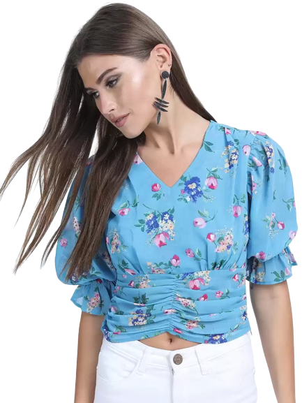 Buy Casual Layered Printed Women Blue Top